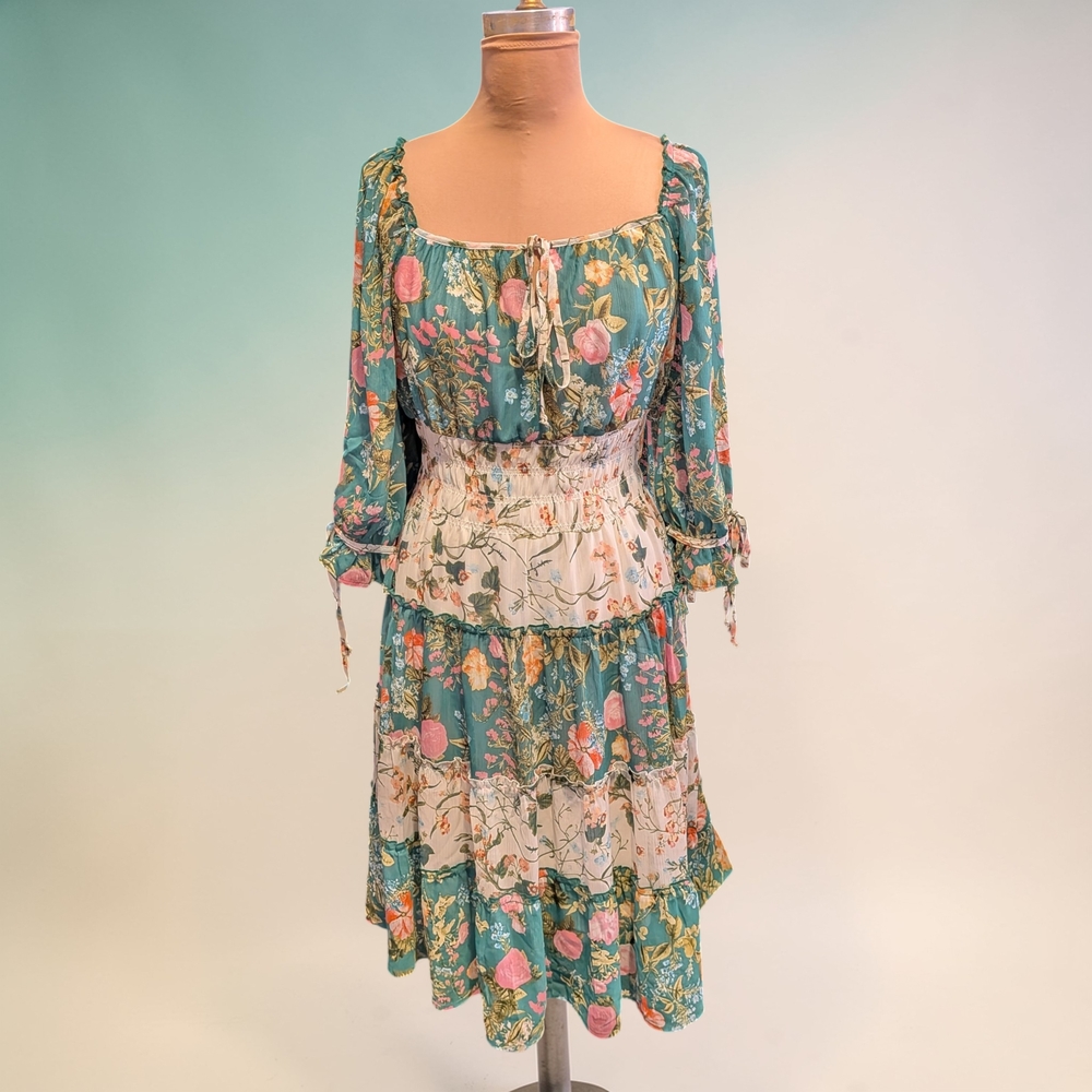 Anthropologie Milkmaid Figueroa & Flower Tiered Gypsy Prairie Dress Sheer Small